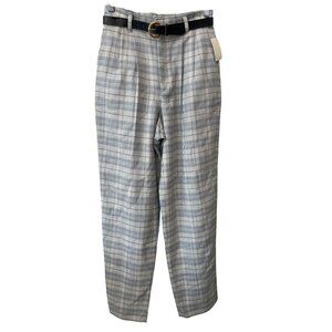 Vintage 90s IC Isaacs Belted Plaid Pant Size 8 Pleated High Rise Deadstock NEW